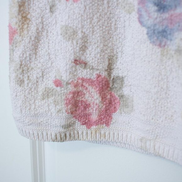 Ditsy Pastel Floral Knit Sweater Donnkenny Short Sleeve Stretch S | Light Summer - Picture 3 of 9